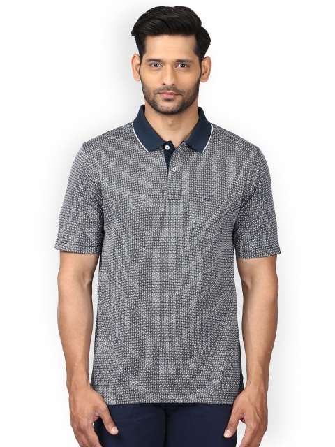 

ColorPlus Men Navy Blue Checked Polo Collar T-shirt