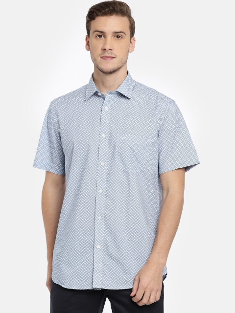 

ColorPlus Men Blue & White Tailored Fit Printed Casual Shirt