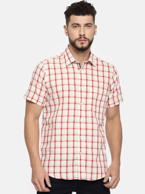 

ColorPlus Men Maroon & Cream-Coloured Tailored Fit Checked Casual Shirt