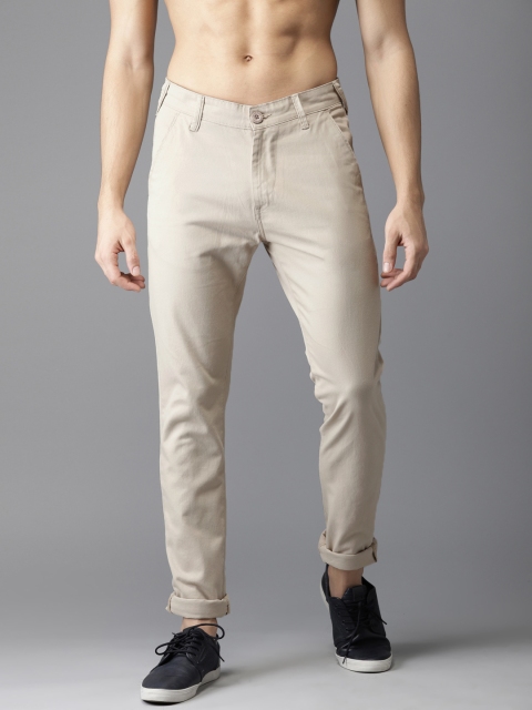 

HERE&NOW Men Beige Slim Fit Solid Chinos