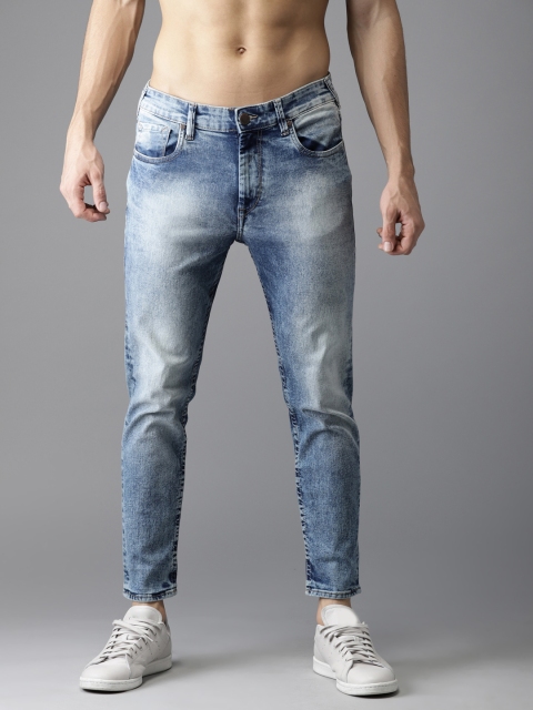 

HERE&NOW Men Blue Slim Fit Mid-Rise Clean Look Stretchable Cropped Jeans