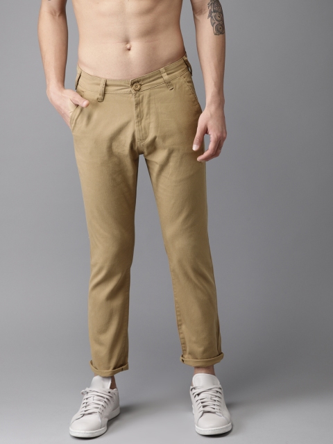 

HERE&NOW Men Khaki Slim Fit Solid Cropped Chinos
