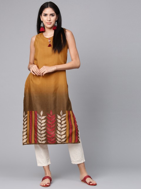 

Shree Women Mustard Brown Dyed Straight Kurta