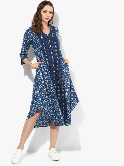 

Sangria Women Navy Blue Printed A-Line Kurta