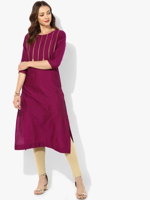 

Sangria Women Purple Solid Straight Kurta
