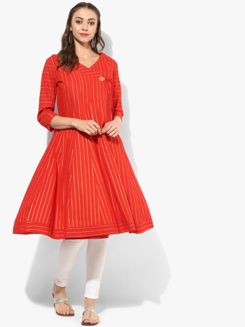 

Sangria Women Red Striped A-Line Kurta