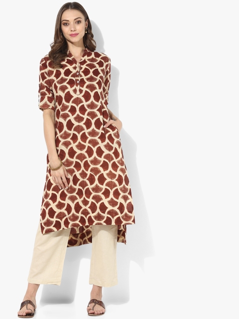 

Sangria Women Maroon & Brown Printed Straight Kurta