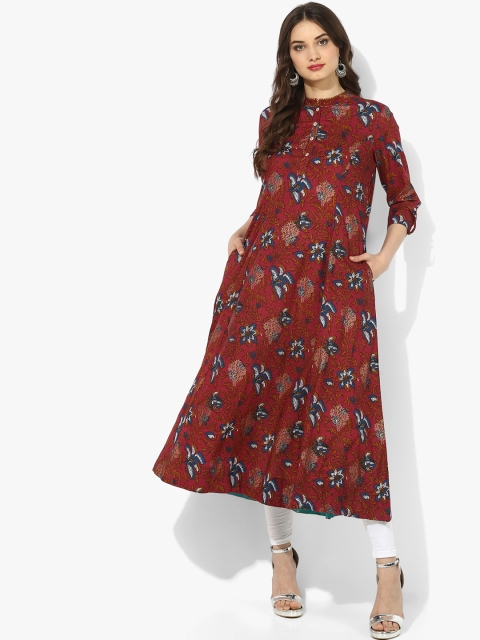 

Sangria Women Maroon Printed A-Line Kurta
