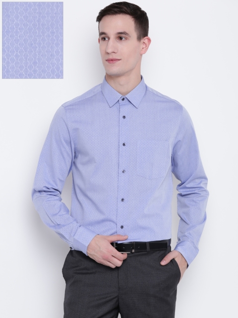 

Blackberrys Men Blue Slim Fit Self-Design Formal Shirt