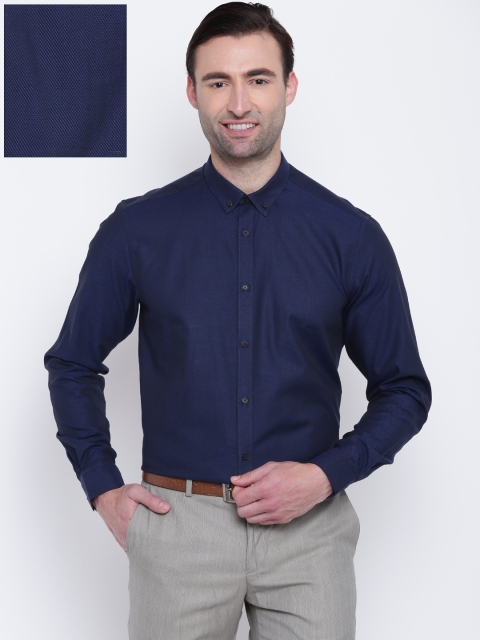 

Blackberrys Men Navy Slim Fit Self Design Formal Shirt, Navy blue