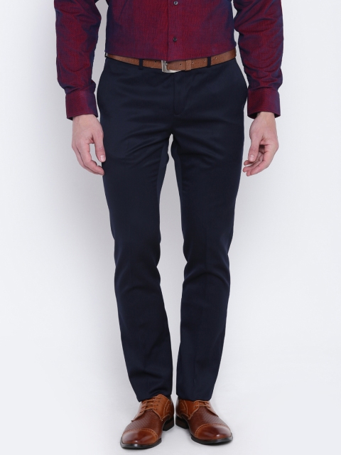 

Blackberrys Men Navy Blue Regular Fit Solid FormalTrousers