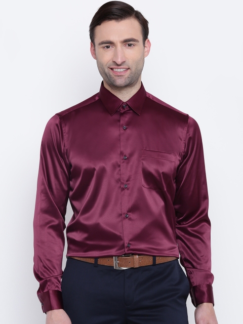 

Blackberrys Men Burgundy Slim Fit Solid Partywear Shirt