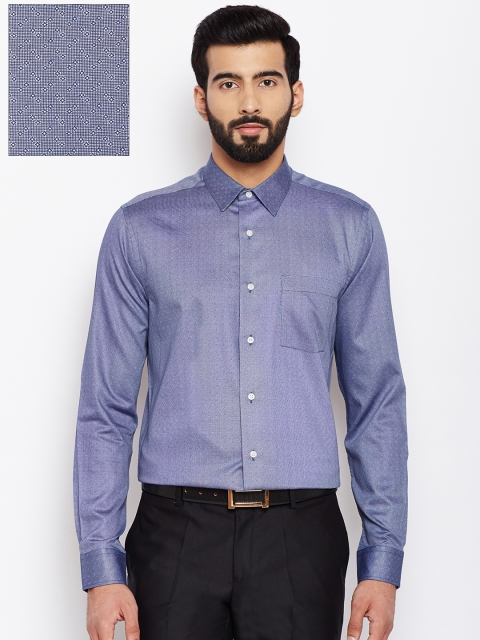 

Blackberrys Men Navy Blue & White Slim Fit Printed Formal Shirt