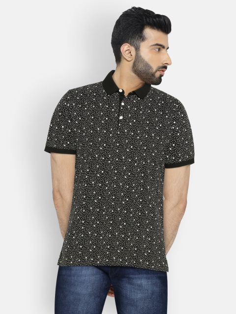 

Blackberrys Men Black Printed Polo Collar T-shirt