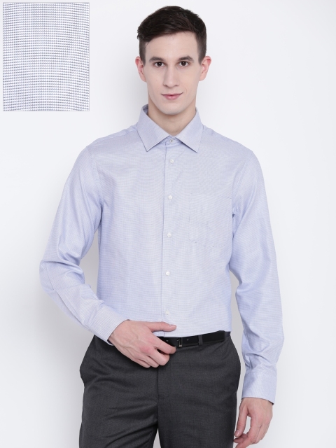 

Blackberrys Men White & Blue Smart Fit Self-Design Formal Shirt