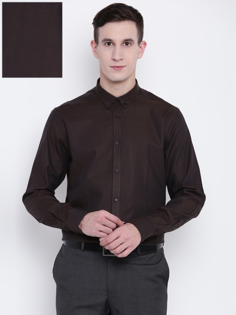 

Blackberrys Men Brown Slim Fit Self Design Formal Shirt