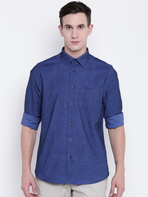 

Blackberrys Men Blue Slim Fit Self Design Casual Shirt