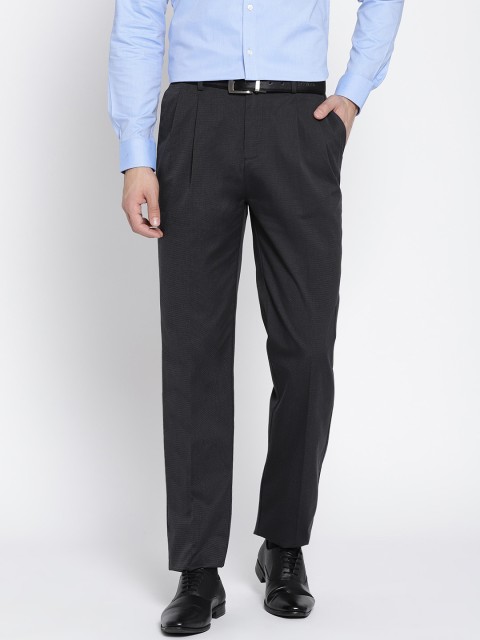 

Blackberrys Men Charcoal Grey B-88P Slim Fit Solid Formal Trousers