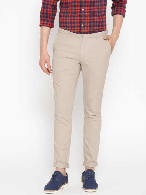 

Blackberrys Men Beige Regular Fit Solid Trousers