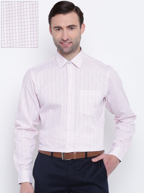 

Blackberrys Men White & Orange Slim Fit Checked Formal Shirt