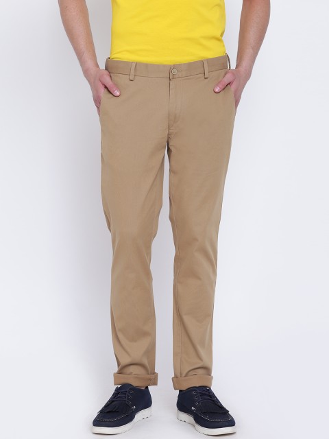 

Blackberrys Men Khaki Slim Fit Self Design Regular Trousers