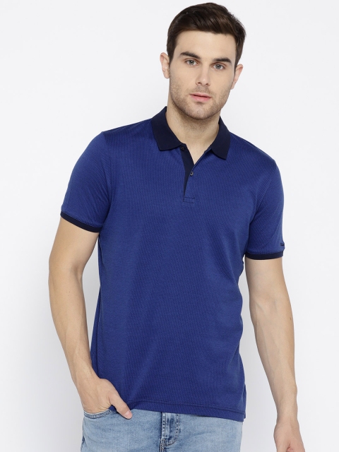 

Blackberrys Men Navy Blue Self Design Polo Collar T-shirt