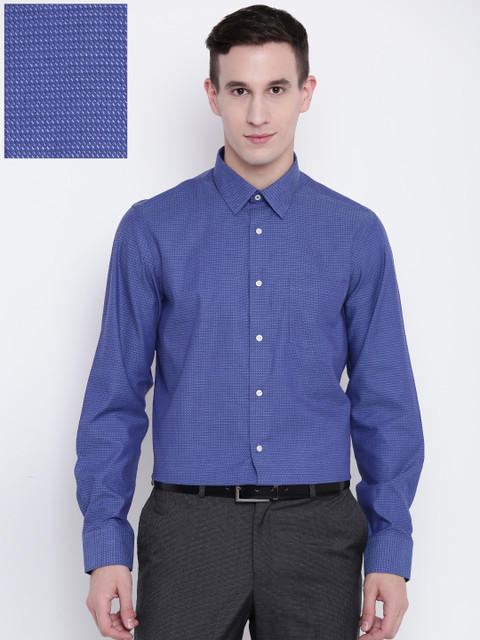 

Blackberrys Men Blue Slim Fit Self-Design Formal Shirt