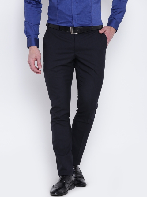 

Blackberrys Men Navy Blue Regular Fit Solid Formal Trousers