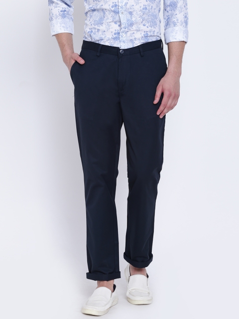 

Blackberrys Men Navy Blue Regular Fit Solid Chinos