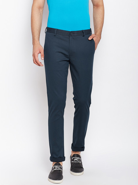

Blackberrys Men Navy Blue Slim Fit Solid Trousers