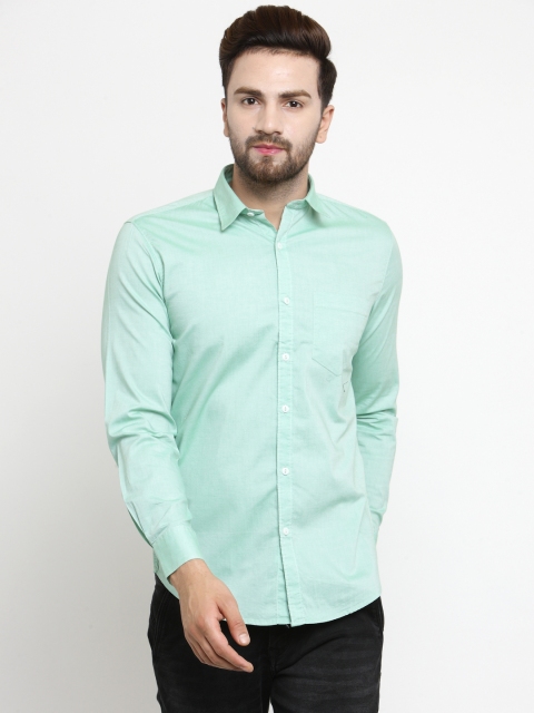

Rodamo Men Green Slim Fit Solid Casual Shirt