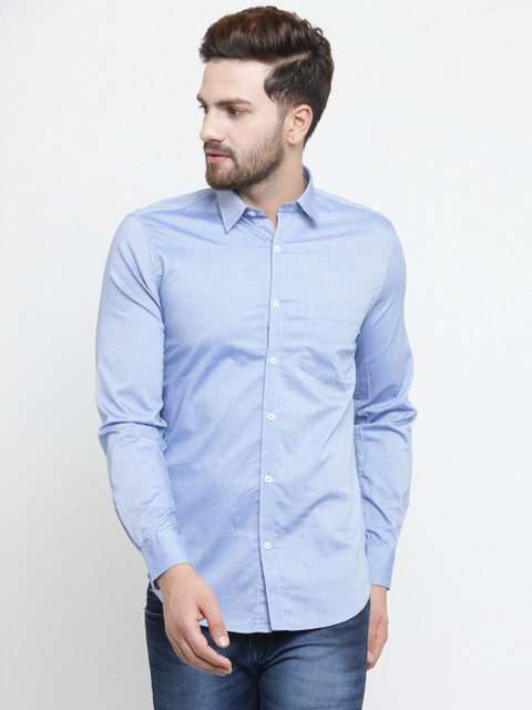 

Rodamo Men Blue Slim Fit Solid Casual Shirt