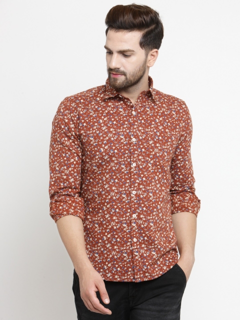 

Rodamo Men Rust Slim Fit Printed Casual Shirt