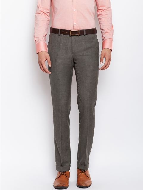 

Blackberrys Men Taupe Regular Fit Solid Formal Trousers