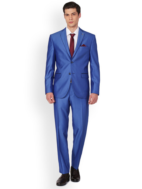

Van Heusen Blue Solid Single-Breasted Formal Suit