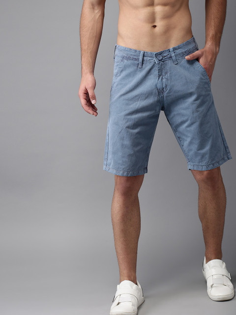 

HERE&NOW Men Blue Solid Slim Fit Chino Shorts