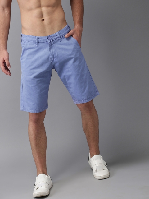 

HERE&NOW Men Blue Solid Slim Fit Chino Shorts