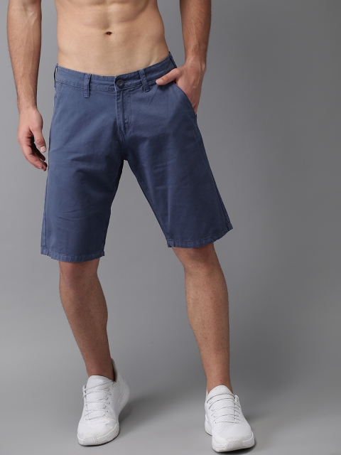 

HERE&NOW Men Blue Solid Slim Fit Chino Shorts