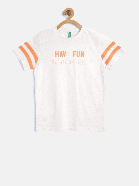 

United Colors of Benetton Boys Off-White Printed Detail Round Neck T-shirt