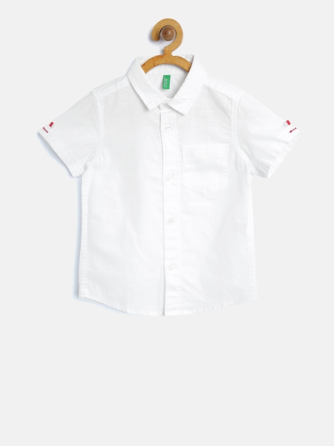 

United Colors of Benetton Boys White Regular Fit Solid Casual Shirt