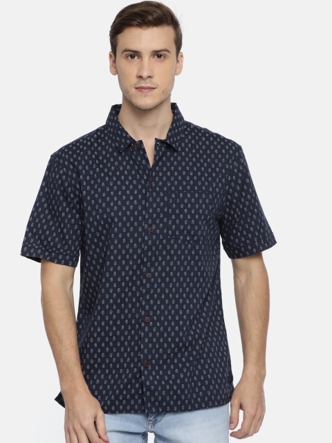 

Indian Terrain Men Navy Blue Chiseled Slim Fit Printed Casual Shirt