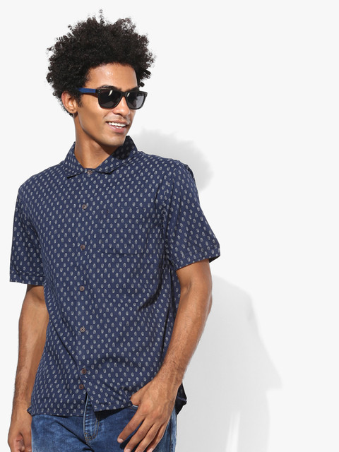 

Indian Terrain Men Navy Blue Chiseled Slim Fit Printed Casual Shirt