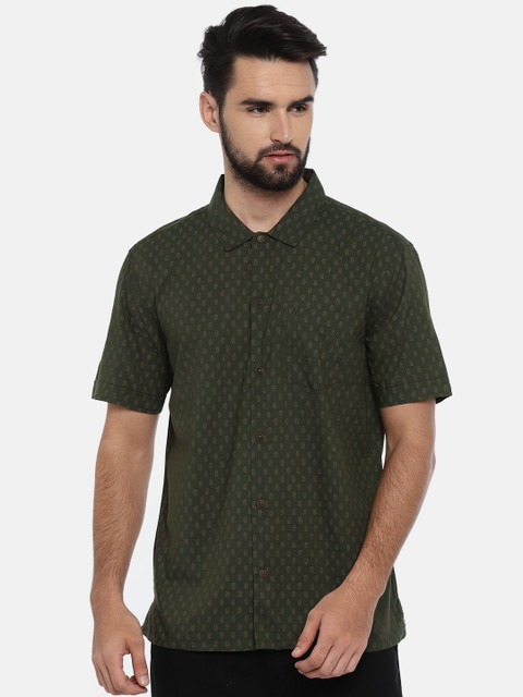 

Indian Terrain Men Green Chiseled Slim Fit Printed Casual Shirt