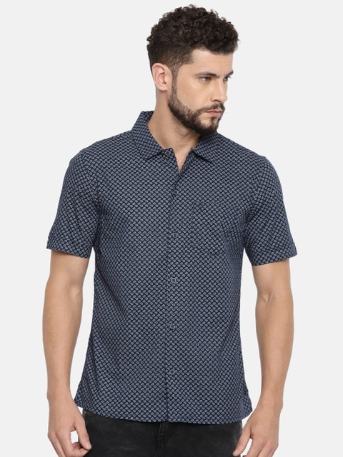 

Indian Terrain Men Navy Blue Chiseled Slim Fit Printed Casual Shirt