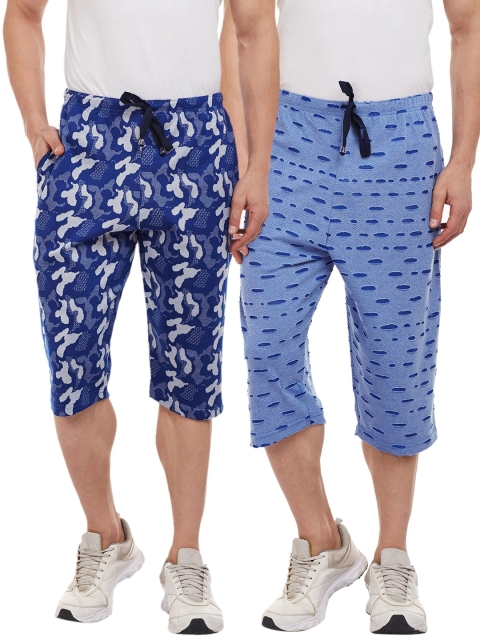 

VIMAL JONNEY Men Pack of 2 Slim Fit Capris, Blue