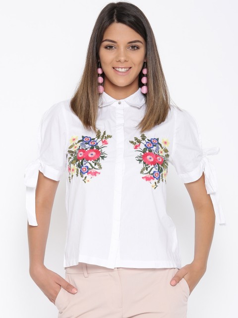 

Madame Women White Regular Fit Solid Casual Shirt