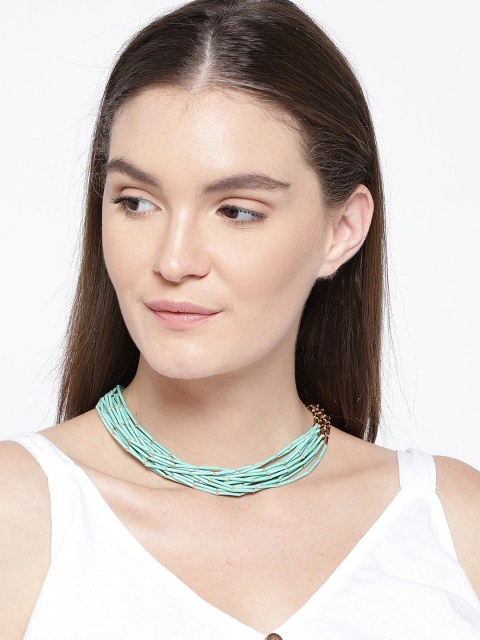 

Accessorize Gold-Toned & Green Multistranded Necklace