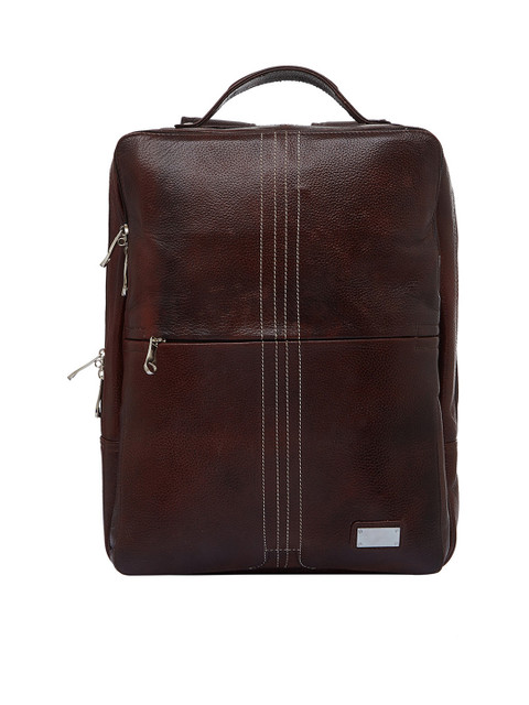 

Leather World Unisex Brown Solid Leather Backpack