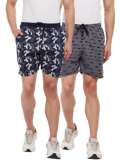 

VIMAL JONNEY Men Pack of 2 Printed Regular Fit Regular Shorts, Navy blue