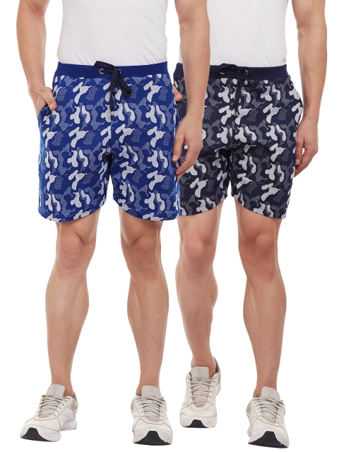 

VIMAL JONNEY Men Pack of 2 Camouflage Print Regular Fit Regular Shorts, Navy blue